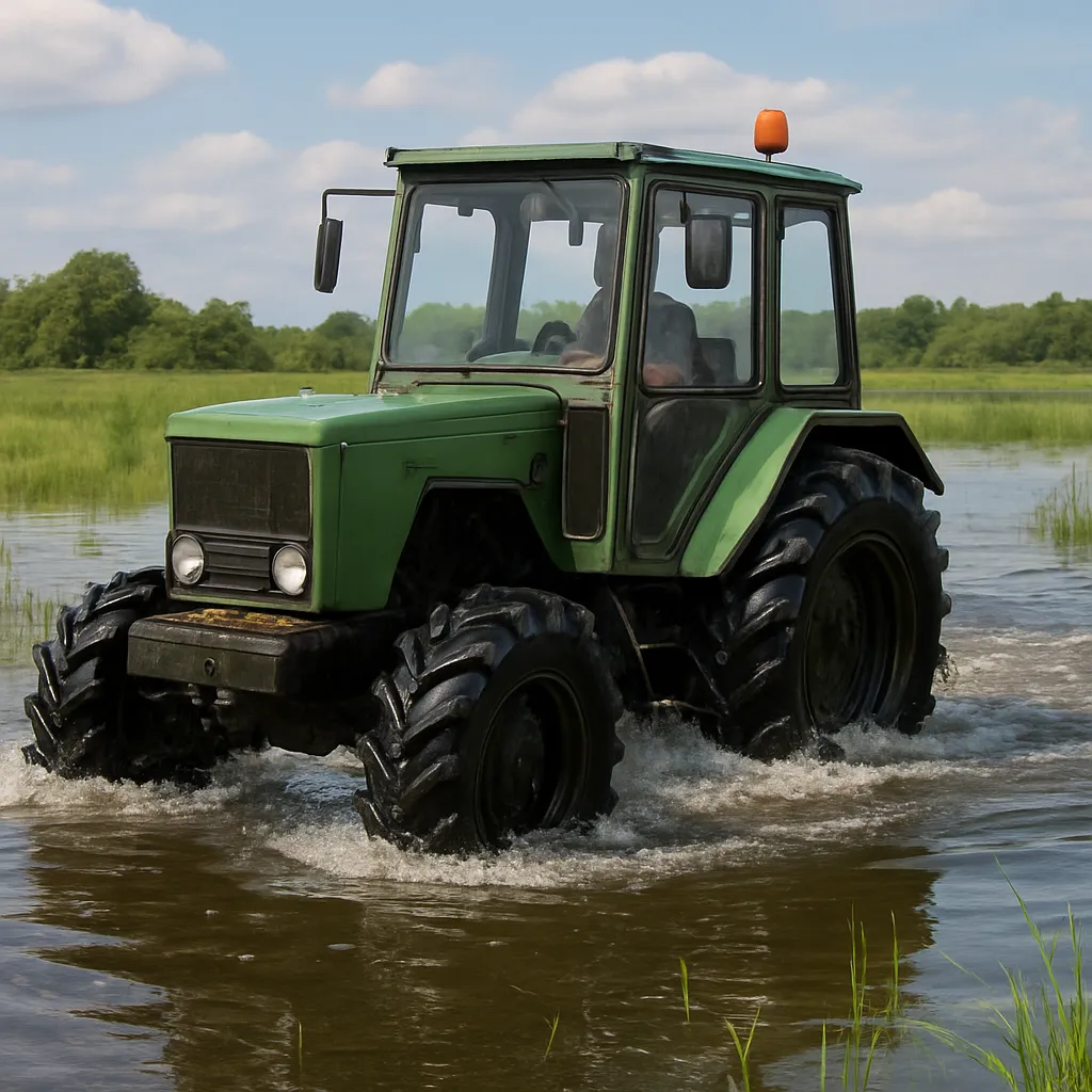 Les tracteurs amphibies utilisés dans les zones humides